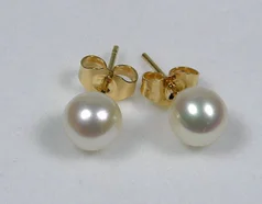 good Champagne 7-8mm AAA++ gray 7-8mm White 6.6mm Akoya Perfect Round Cultured Pearl Stud Earring 14k/20 