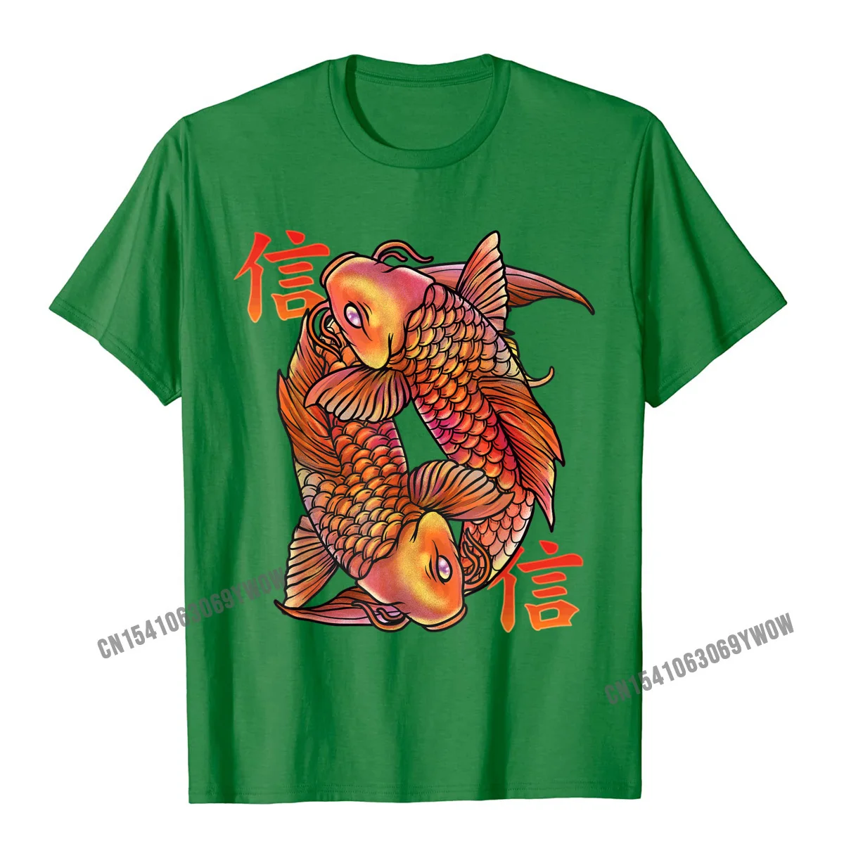 Casual Tshirts Prevailing Short Sleeve Group Cotton Crewneck Men Tops Tees Europe Tops Shirts NEW YEAR DAY Free Shipping Believe Koi Japanese Nishikigoi Fish Butterfly Carp T-Shirt__701 green