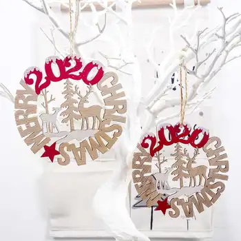 

6PCS Christmas Decorations Wooden Hollow Letter Card Closet Pendants Christmas Decor DIY Craft Gifts And Holiday Suppleis