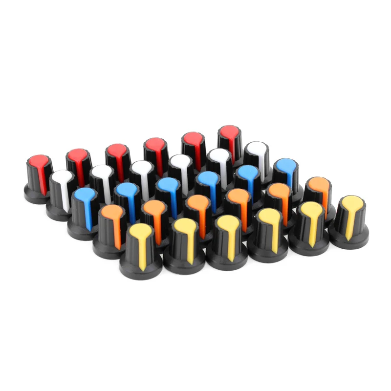 

30Pcs 5color WH148 Potentiometer knob cap(copper core) 15X17mm 6mm Shaft Hole AG2 Power Adapter switch Caps Switch Button Cap