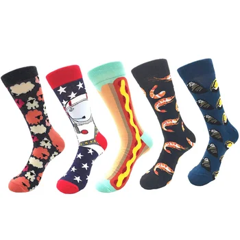 

Fashion Men Women Unisex Casual Cotton Print Middle stockings Socks Men's Winter Warm Socks Funny Pattern Print 2019