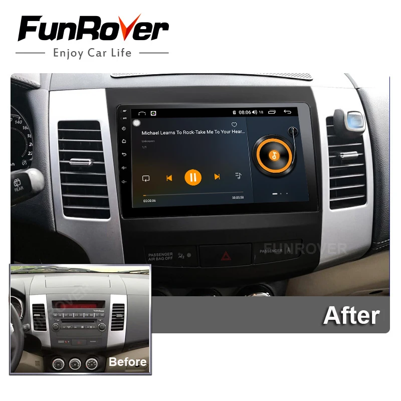 Funrover 4G+ 64G Android 9,0 для Mitsubishi Outlander xl 2 2005-2011 Авто 2 din Радио стерео плеер Bluetooth gps навигация no dvd