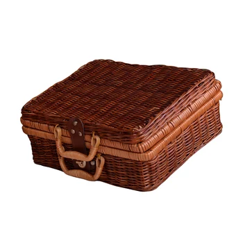 

Square Weaving Box Storage Case Portable Handmade Durable Organizer Ratten Useful