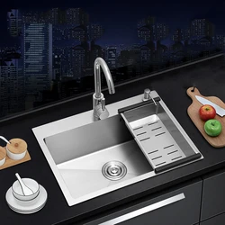 304 Stainless Steel Kitchen Sink Topmount Or Undermount Single Bowl Wash Basin For Home Fixture With Drainage Accessories