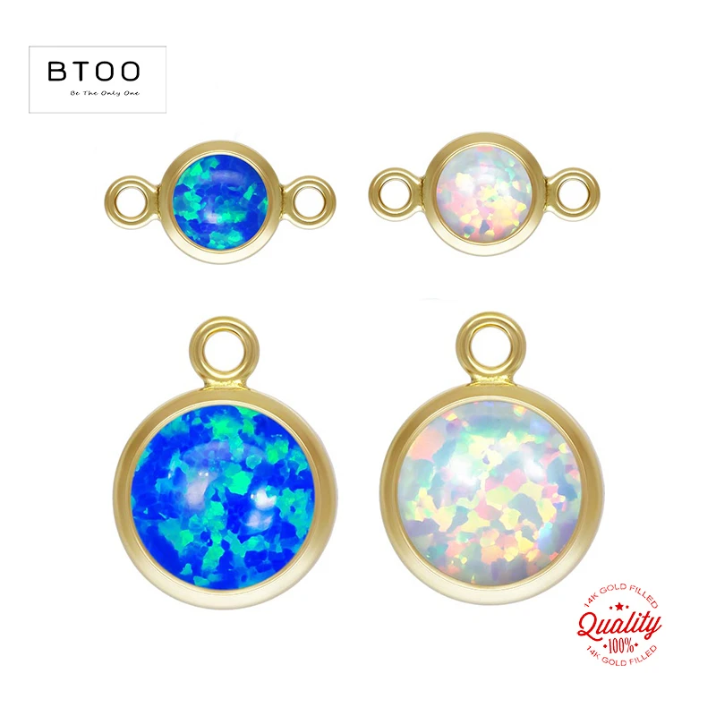 14K Gold Filled Bello Opal Bezel Drop Charm 4MM/6MM Gold Pendant For Bracelet Necklace Earring DIY Jewelry Findings