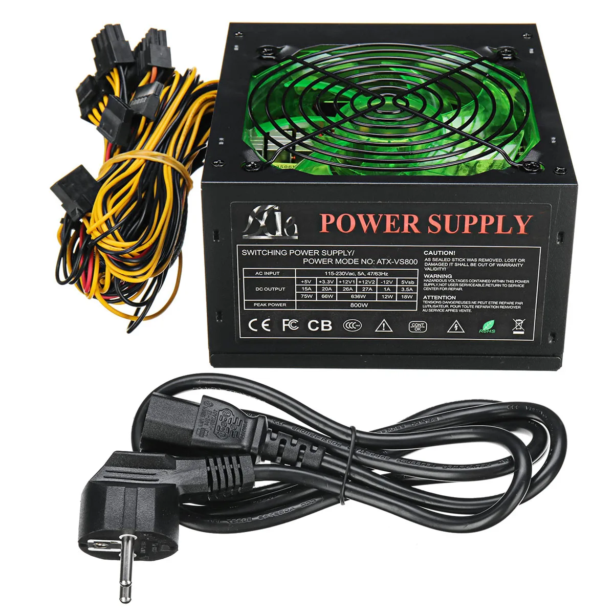 800w 220v Pc Power Supply 12cm Led Silent Fan With Intelligent