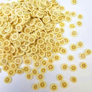 

20g/lot 5mm Banana Slice Chips Fruit Polymer Clay Plastic Klei Mud Particles For Card Making Tiny Cute DIY Sprinkles