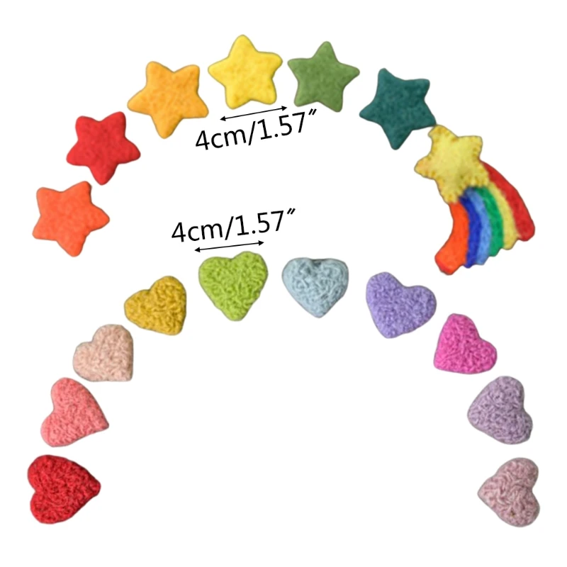 7/10pcs DIY handmade Kisded Gyapjú Végigtapogat Rainbow Csillagzat szerelmes Szív haza Félfogadás decorations Újszülött fotózás Kellékek