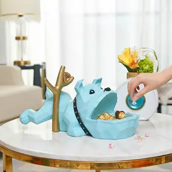 

French Bulldog Statue Storage Box Geometry Animal Art Sculpture Resin Entrance Coffee Table Entryway Storage Decorations R2465