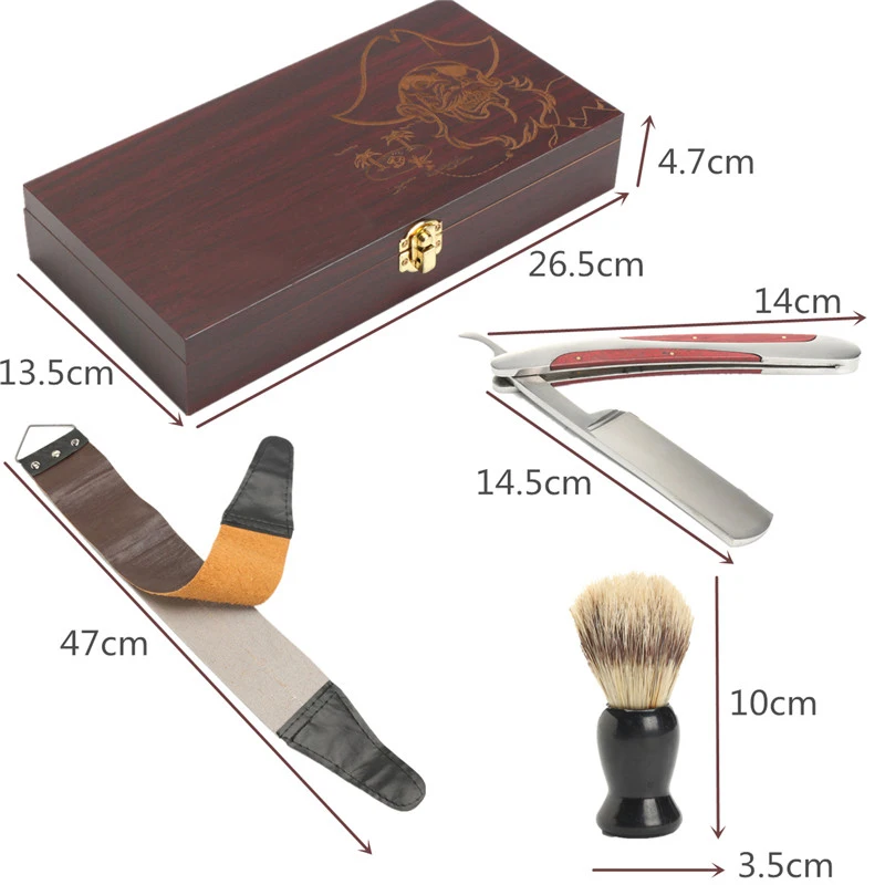 Винтажный прямой бритвенный комплект для бритья из нержавеющей стали для краев складной нож деревянный корпус точильный ремень щетка набор для бритья