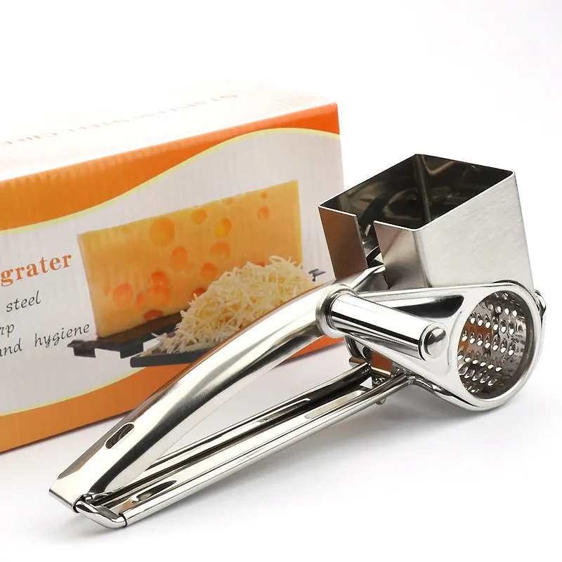 Funnytoday365 Rotary Cheese Nut Spice Grater Shredder Cheese Chocolate Nuts Vegetables Spices Rotary Grater Stainless Steel Multi Purpose 