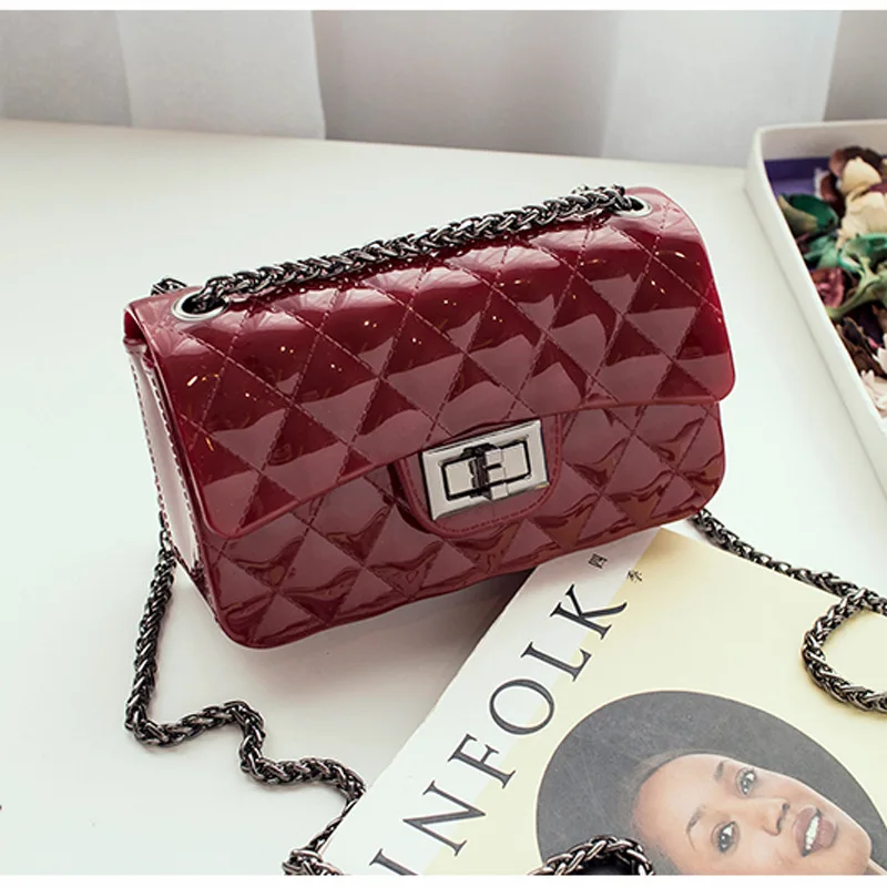 Сумка-желе Bags2020 женская с цепочкой саквояж на одно плечо из ПВХ замком маленькая