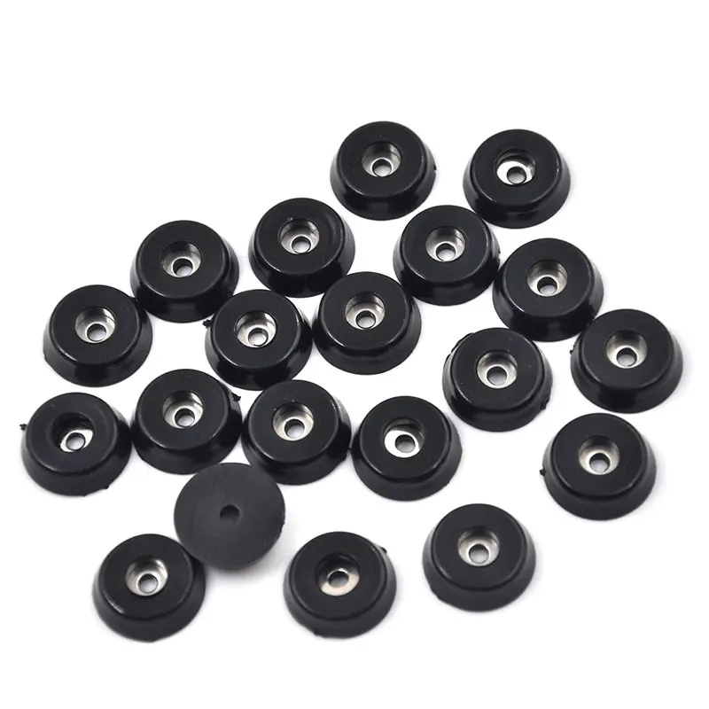 20pcs Black Rubber Table Chair Feet Pads With Steel Washer Non-slip Furniture Leg Pads Tile Floor Protectors Wholesale