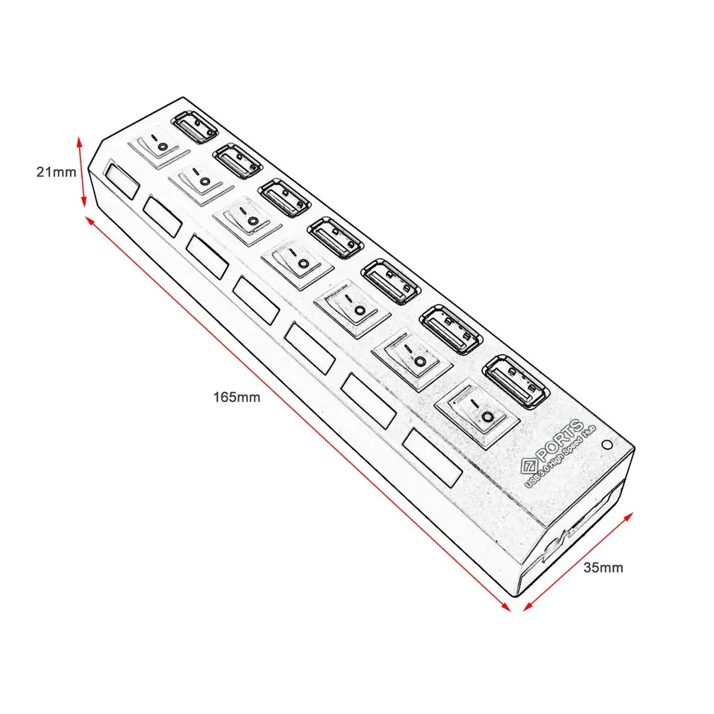 USB 3,0 концентратор высокой скорости с раздельными семью портами компактный легкий адаптер питания концентратор с блоком питания