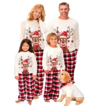 Ensemble pyjama de noël pour toute la famille, haut + pantalon à carreaux, vêtements de nuit assortis
