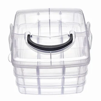 

Hoomall Transparent Plastic Storage Container Case 3 Layer 18 Grids Adjustable Cosmetic Makeup Sundries Jewelry Boxes