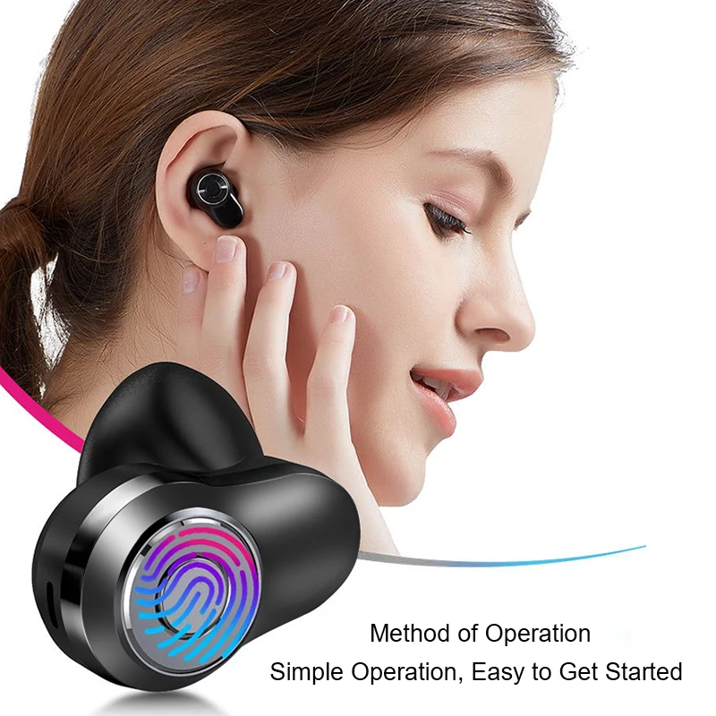 Tws bluetooth-гарнитура 5,0, беспроводная гарнитура, отпечаток пальца, сенсорная, громкая связь, IPX5, водонепроницаемые, шумоподавление, игровые наушники