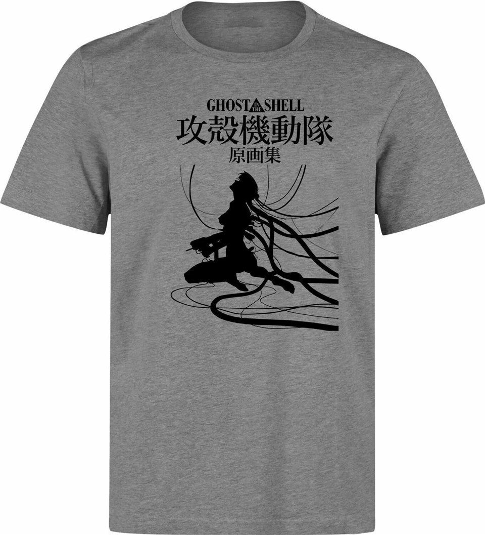 Ghost In The Shell Anime Black Artwork Manga Japan Men'S T Shirt Size S - 3Xl Streetwear Tee | Мужская одежда