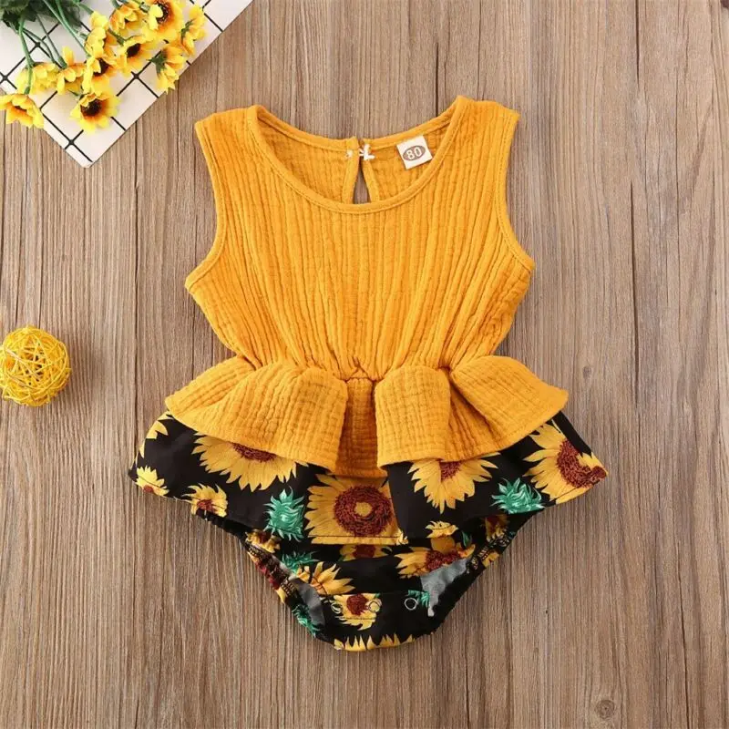 

Newborn Infant Baby Girl Cloth Sweet Floral Sleeveless Bodysuit Toddler Jumpsuit Infant Outfits Clothes Sunsuit Clothing