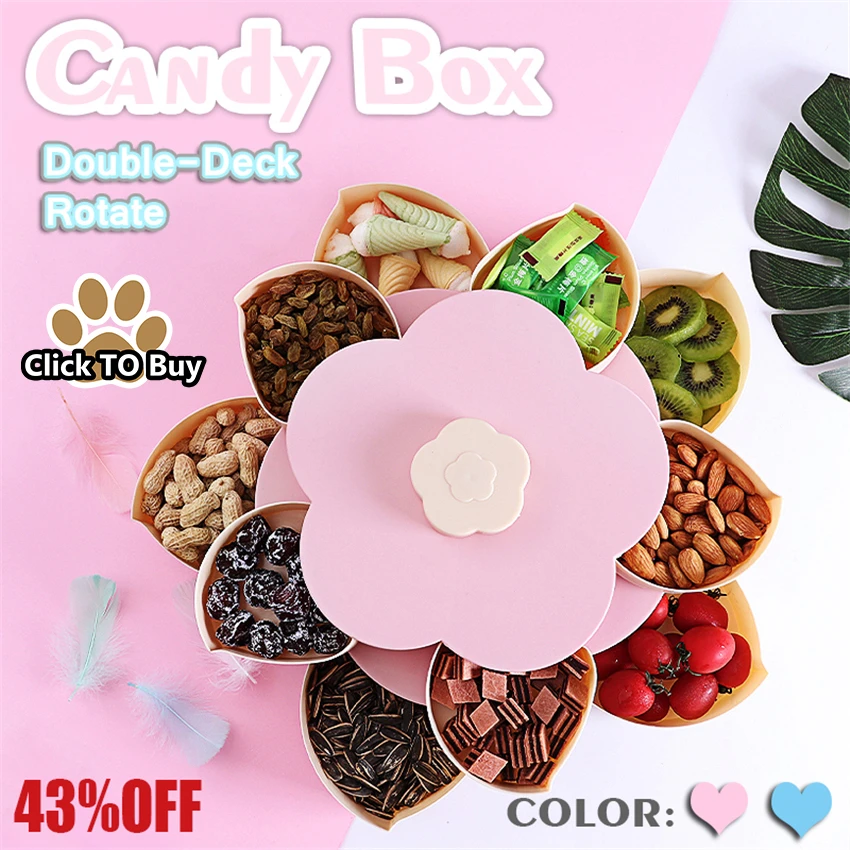 CW_ Rotary Storage Box Wedding Snack Tray Candy Box Jewelry Organizer Dry Fruits 