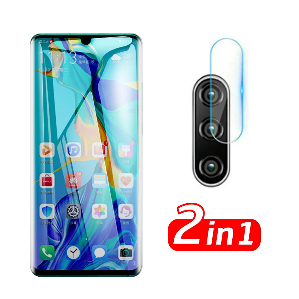 

2 in 1 Screen Protector Full Protective Glass For Huawei P30 lite Pro Back Camera Lens film Tempered Glass On Huawei P30 Lite