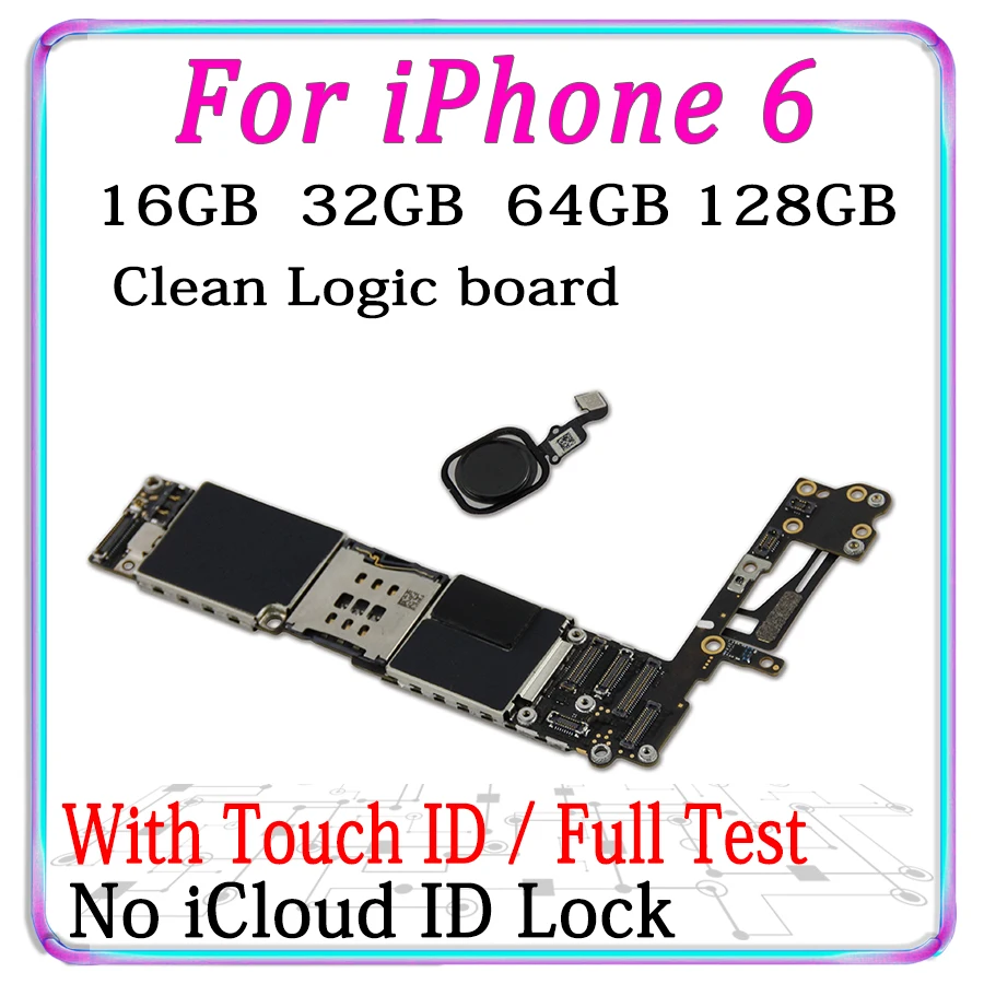 Оригинальная материнская плата для iPhone 6 с/без touch ID, разблокирована для iPhone 6g логическая плата отлично работает все функции