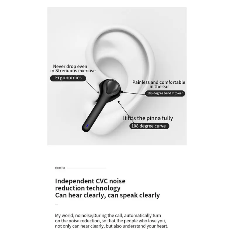 Bluetooth 5,0 наушники интеллигентая(ый) Шум Снижение Мини Размеры наушники с зарядный чехол HD Беспроводной стерео наушники