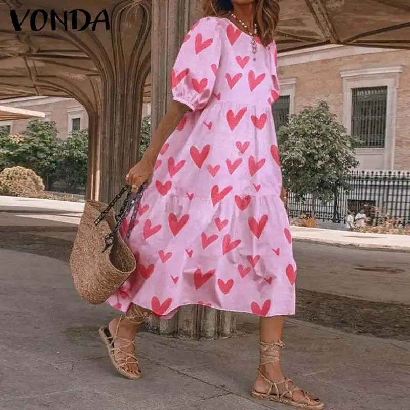 Сарафан VONDA женский с круглым вырезом богемное платье коротким