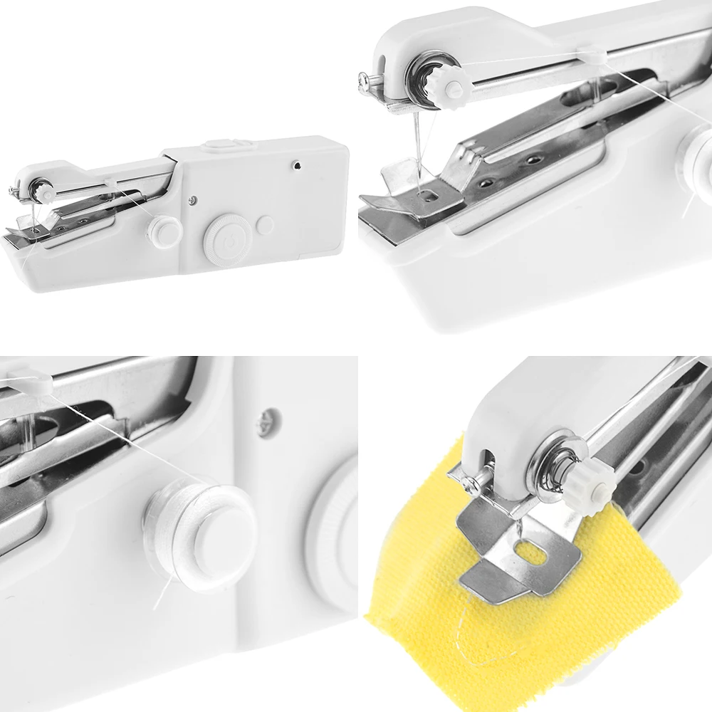1pc Portable Household Mini Hand Sewing Machine Quick Stitch Sew Needlework Cordless Clothes Fabrics Electronic Sewing Machine