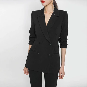 

Bella Philosophy 2020 Spring Women Solid Elegant Buttons Blazer Office Lady Double Breasted Work Suit Female Notched Streetwear