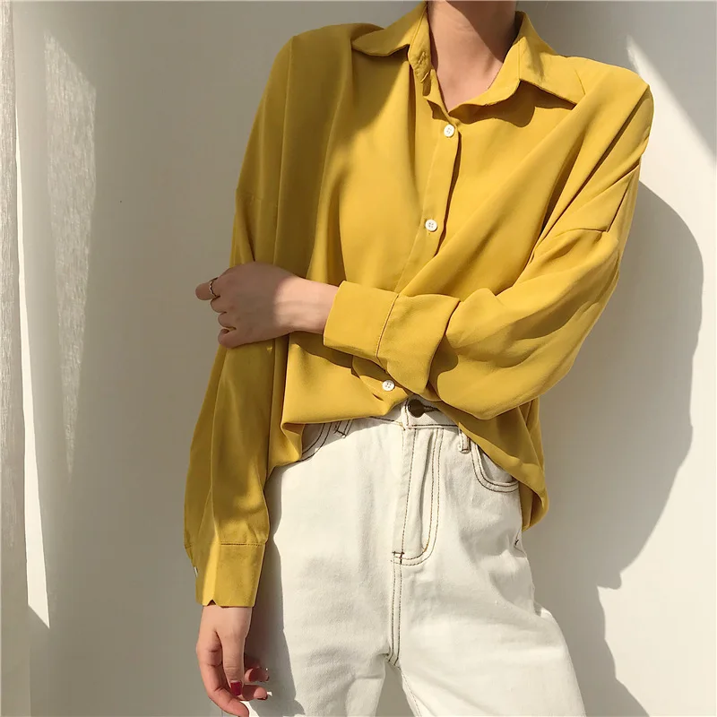 [EWQ] 2020 Spring Autumn New Sweet Long Sleeve Lapel Fashion Trend Ladies Shirt Korean Style Loose Plus Size Blouse Tops QZ79307 | Женская
