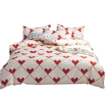 

Soft 4Pcs Set Home Textile Products Plant Printing Cotton Bedspread Quilt Cover Pillow Cover Comfortable Skin-Friendly