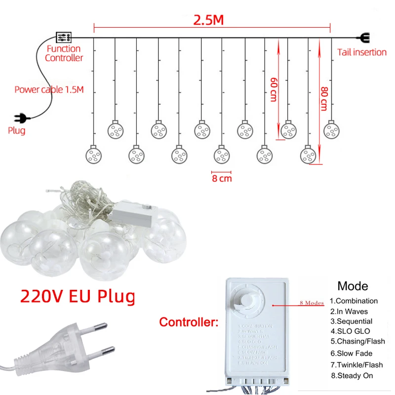 luzes de fadas led guirlanda natal 220v