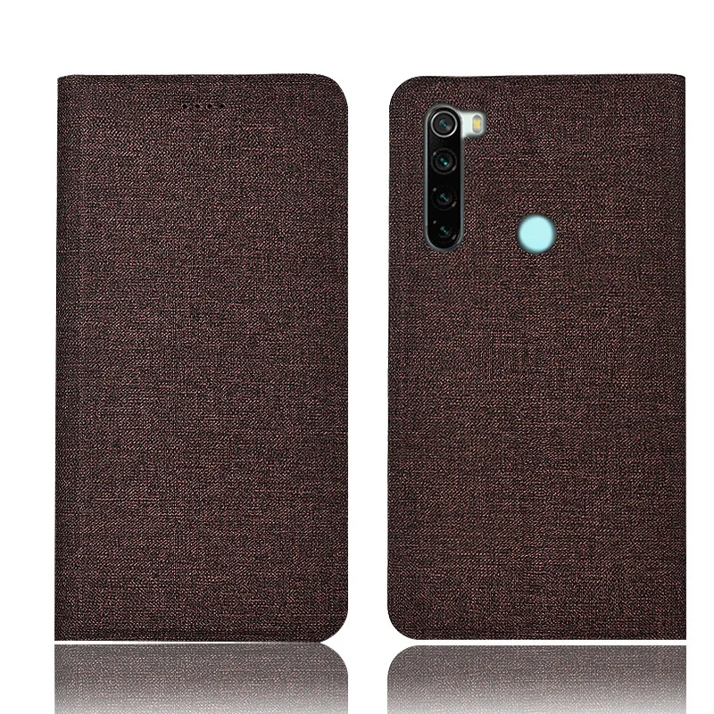 Чехол для redmi note 8 T, чехол для xiaomi redmi note 8 t, флип-чехол, ударопрочный, ткань, полная защита, слот для карт, корпус, capas - Цвет: brown