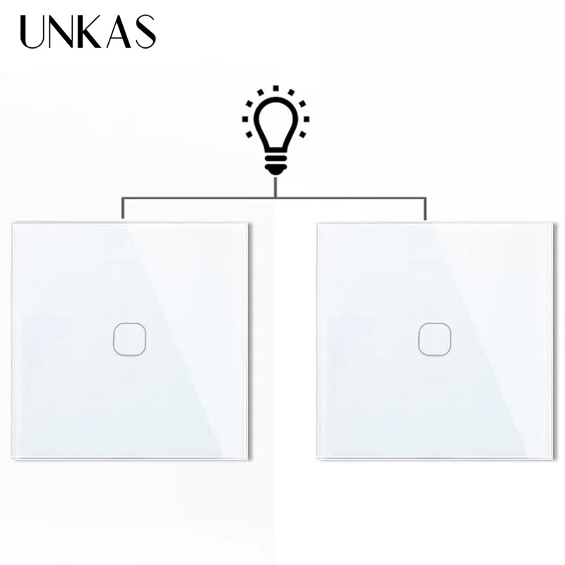 

UNKAS EU 1 Gang 2 Way Wall Light Controler Smart Home Automation Touch Switch Switch Waterproof and Fireproof 2 Gang