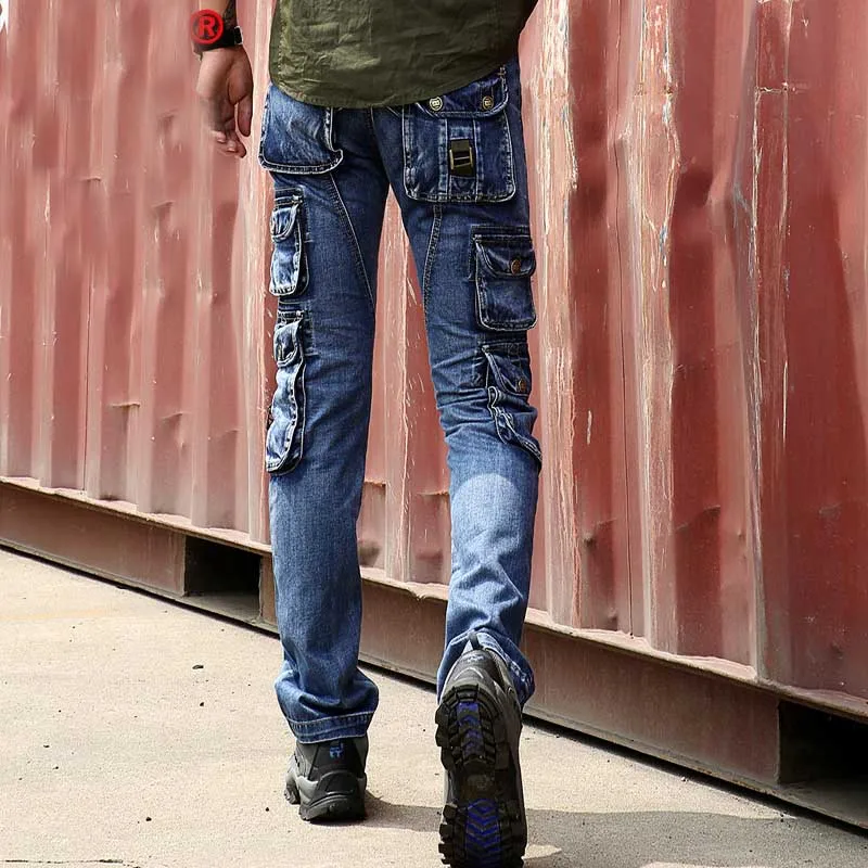 KIOVNO мужские повседневные джинсы-карго, брюки с несколькими карманами, тактические джинсовые брюки для мужчин, размер 29-40, для улицы