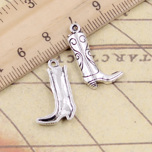 20pcs Charms Western Cowboy Boots 23x13mm Tibetan Silver Color