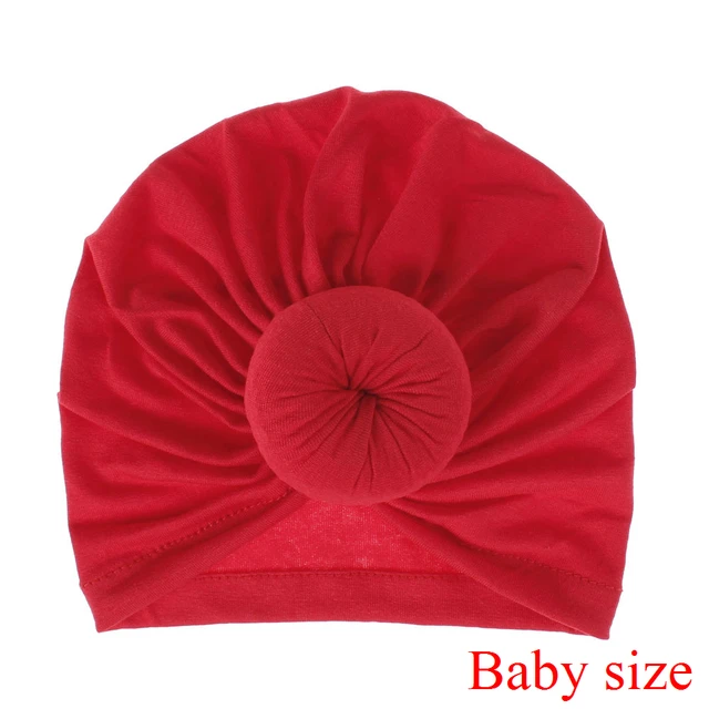 Fashion Mommy and Baby Cotton Round Ball Flower Hat Women Caps Girls Newborn Turban Knot Kids Adult Headwear Hair Accessories 15baby size