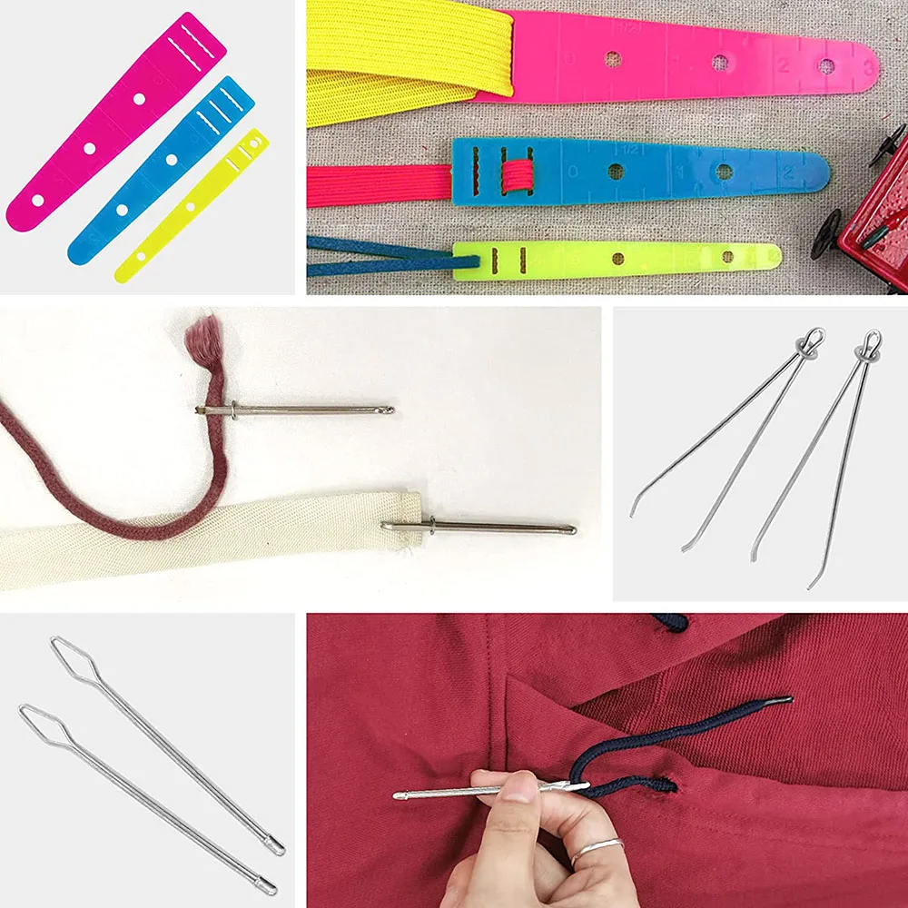 Flexible Kordelzug Einfädler Nähen Einfädler Werkzeug Nähen Schleife Turner Haken Metall Pinzette Flache Kunststoff Einfädler DIY Nähen Werkzeuge – Detail 2
