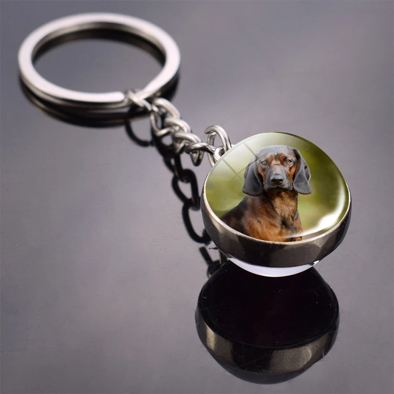 Брелок для ключей с изображением милой собаки, стеклянный шар, брелок для ключей в виде животного, ювелирные изделия для мужчин и женщин, подарки для любителей собак, Прямая поставка - Цвет: Коричневый