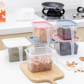 

Kitchen Transparent Plastic Storage Box Grains Beans Storage Sealed Organizer Food Container Refrigerator Freshness Storage Box