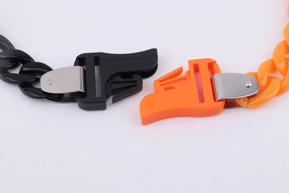 FishSheep Rock Punk Acrylic Chain Buckle Pendant Necklace For Men Women Statement Choker Collar Necklaces New Fashion Jewelry