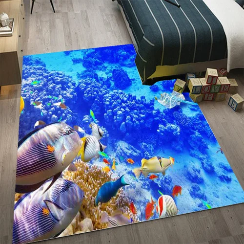 3D Океанский ковер, ковер для гостиной, спальни, Акула, ковер для стола, нескользящий детский домашний милый напольный коврик, морской мир, Детский ковер на заказ - Цвет: 14