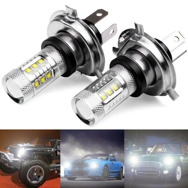 

2pcs H4 9003 HB2 Fog Light LED Headlight 80W High/low 90W Beam Driver DRL Light White Signal Lights, Brake Lights, Stop Lights,