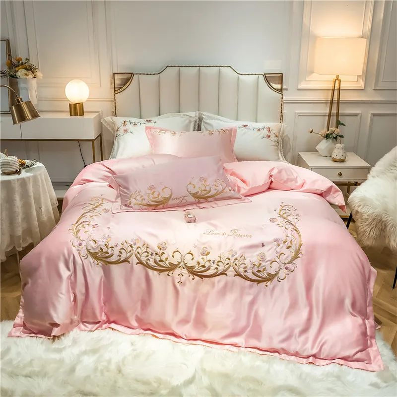 03 Liv-Esthete Luxury A Silk B Cotton European Blue Bedding Set Healthy Duvet Cover Set Bed Linen Double Queen King For Bed - Цвет: 03