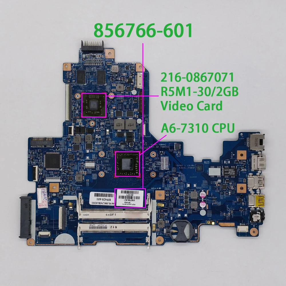 856766-601 856766-001 448.08G02.0011 w R5M1-30/2GB GPU A6-7310 CPU для ноутбука HP серии 17-Y материнская плата ПК