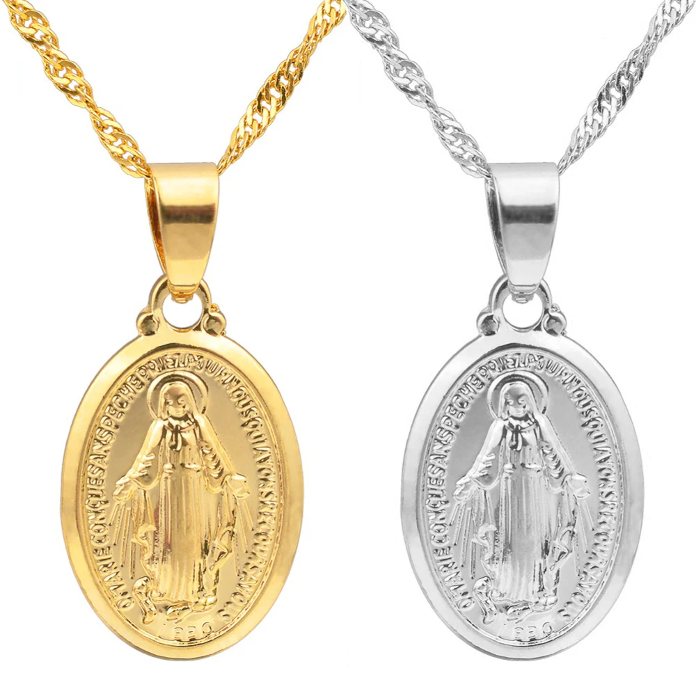 Женское Ожерелье с кулоном Anniyo Virgin Mary Серебряное/золотое ювелирное изделие