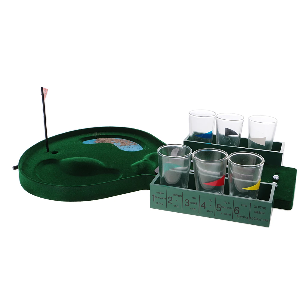 Box Mini Table Golf Drinking Game Set W/ Shot Glasses Adults Party Supplies