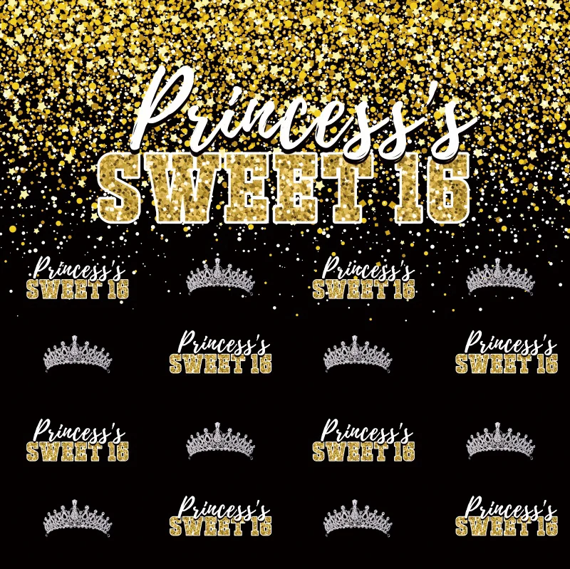 Laeacco Happy Princess's Sweet 16th birthday party Photocall золотые точки плакат с короной Фото фоны фотографии фоны