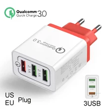 EU/US USB 3 порта Быстрая зарядка 3,0 для iPhone 7 8 iPad QC 3,0 настенное зарядное устройство для samsung Xiaomi huawei быстрое зарядное устройство
